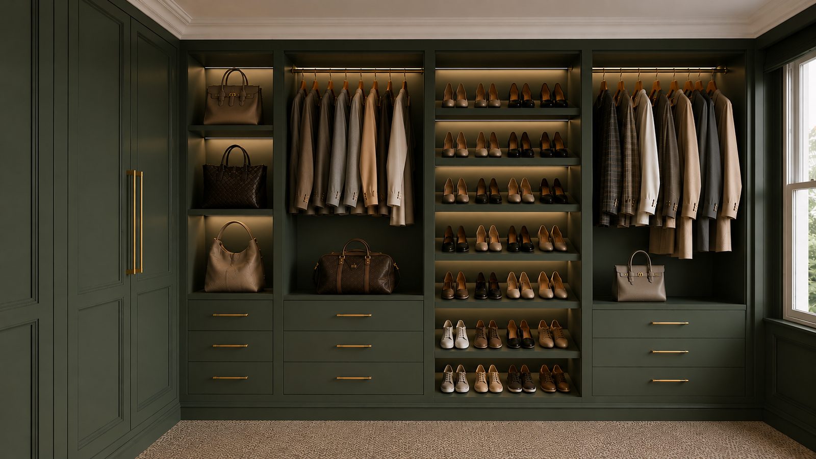 Dark green bespoke dressing room