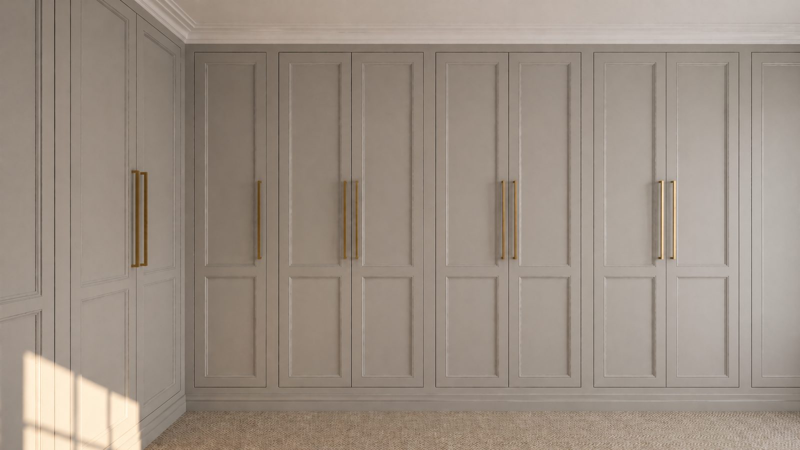 Pale fitted bedroom wardrobes