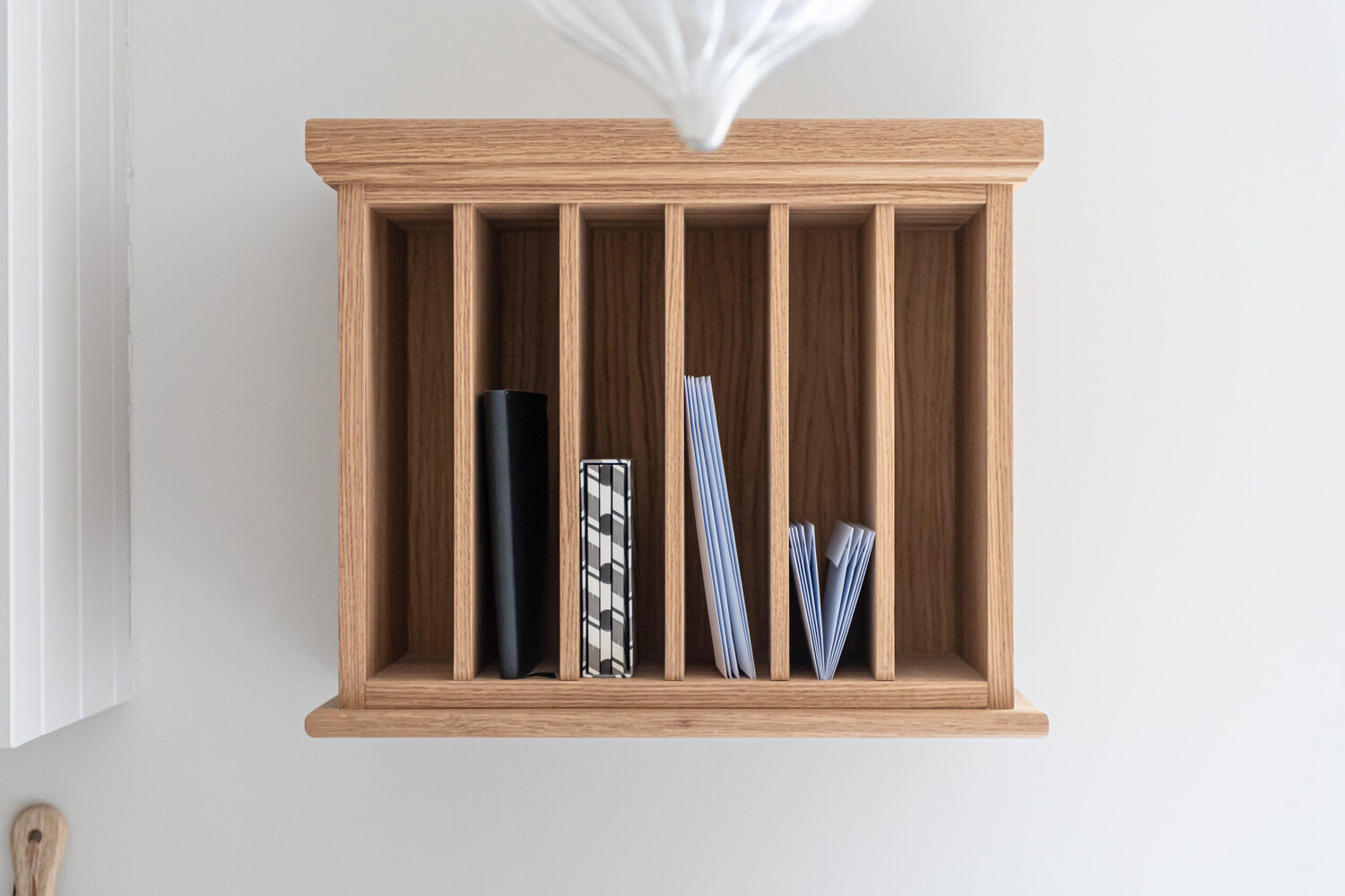Oak home office storage detail